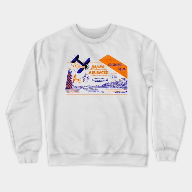 Historic 1933 Miami Air Races Ticket Crewneck Sweatshirt by MotorManiac